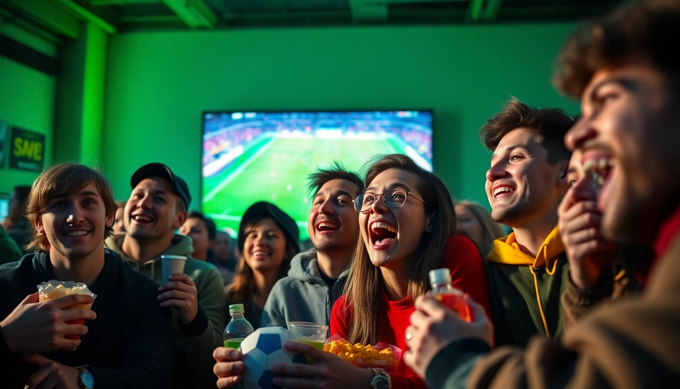 Fans enjoying a live match on joemadfan.com, showcasing excitement and community spirit.