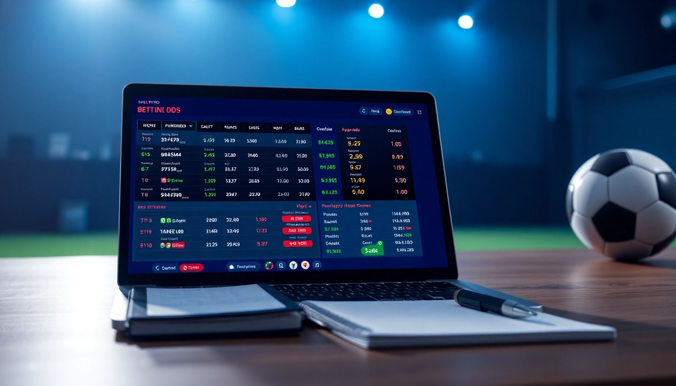 Kèo nhà cái interface showcasing live football match odds with engaging visuals.