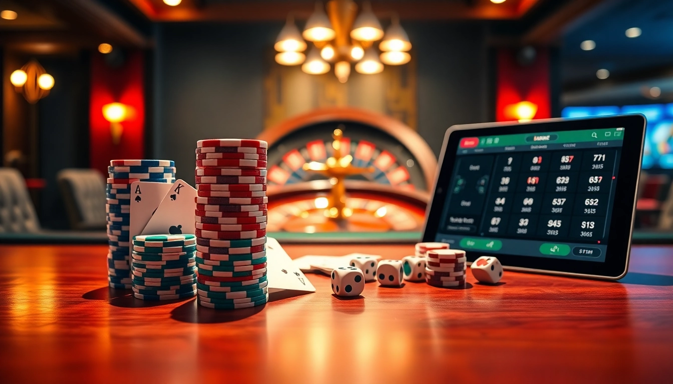 Experience excitement with game đánh bài đổi thưởng at a luxurious casino table.