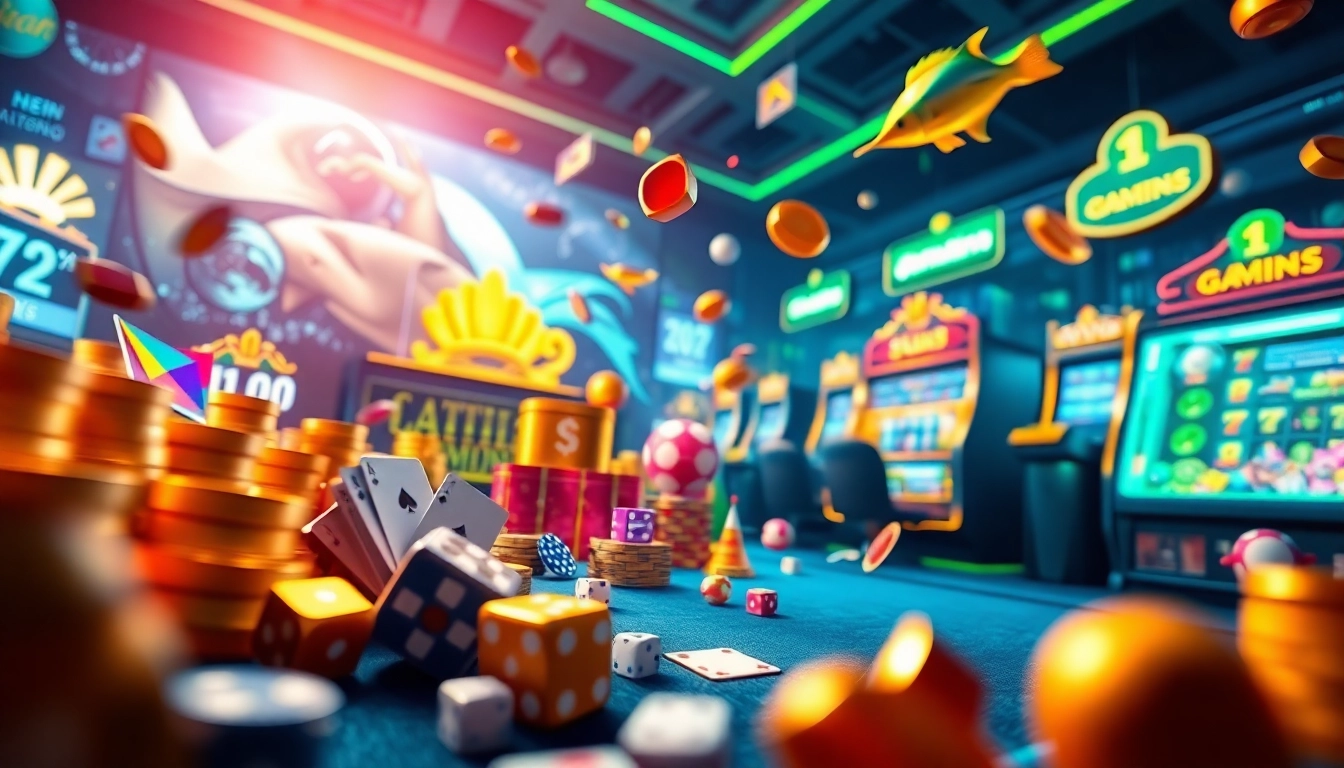 Experience the excitement of gemwin's diverse online gaming world through vibrant visuals showcasing card games, slots, and fishing games.