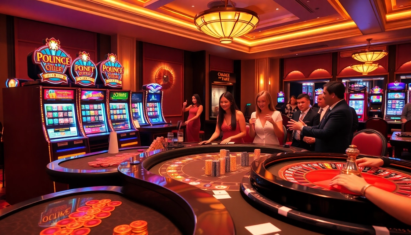 Experience the excitement of 8kbet.com đăng nhập with vibrant casino scenes showcasing gaming tables and slots.